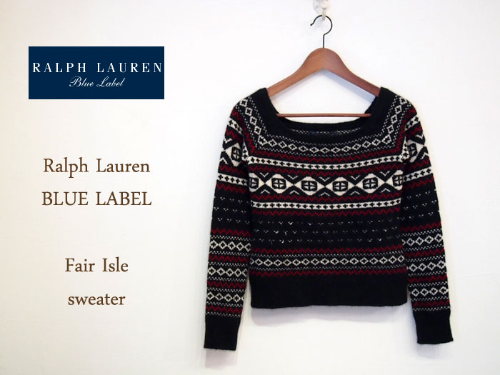 【OUTLET】【BLUE LABEL by Ralph Lauren】ラルフローレン　フェアアイル ニット　セーター/BLACK