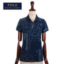 ラルフローレン ポロ レディース ポニーワンポイント刺繍 スキニーフィット ペイズリー ポロシャツ/ネイビーPOLO by Ralph Lauren