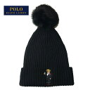 ラルフローレン ポロ ポロベアー 刺繍 タキシード ポンポン付 ニット帽 帽子 ニット キャップ/ブラックPOLO Ralph Lauren POLO BEAR Knit Cap