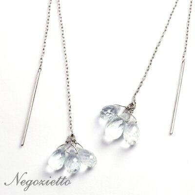 ピアス 金属アレルギー対応 ピアス セカンドピアス ファーストピアス メンズピアス アメリカン あずき チェーン ロング 華奢 揺れる 小ぶり 小さめ 小さい ステンレス 316L ピアス 両耳用 天然石 誕生石 (03月) アクアマリン プラチナ ホワイトゴールド 色