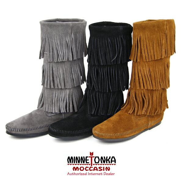 ★即納可★【43%OFF】【送料無料】MINNETONKA Calf Hi 3-Layer Fringe Boot ミネトンカ カーフ ハイ 3レイヤー スエードフリンジブーツ (1631T-1632-1639)