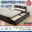 棚・コンセント付き_布団がしまえる大容量チェストベッド【AiryBoX】エアリーボックス【羊毛入りデュラテクノマットレス付き】 セミダブル 「収納ベッド チェストベッド セミダブル マットレス付き 防カビ ほこり対策 」 【代引き不可】