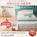 棚・コンセント付き収納ベッド【Fleur】フルール ショート丈【ポケットコイルマットレス:レギュラー付き】セミシングル リネン3点セット付き(敷きパッド+ボックスシーツ×2) 「収納ベッド ショート丈 棚 コンセント付き マットレス付き」 【あす楽】