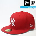 ニューエラ 帽子 キャップ NEWERA SCARLET BASIC 59FIFTYFITTED New York Yankees Red ニューヨーク ヤンキース MLB メジャーリーグ ベ..