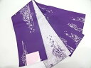菊に桜模様織出し単衣浴衣帯(ラメ入り)(日本製)(紫)【新品】