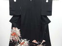 作家物 手描友禅 花扇模様留袖(比翼付き)【リサイクル】【中古】