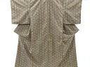 麻の葉模様織り出し手織り紬着物【リサイクル】【中古】