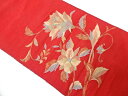 花唐草模様織出し名古屋帯(着用可)【アンティーク】【中古】