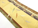 笹に菊模様織出し袋帯【リサイクル】【中古】