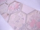 袋帯 亀甲繋ぎに菊と牡丹文【リサイクル】【中古】