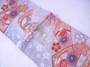 袋帯 扇に蝶と花散らし文【リサイクル】【中古】