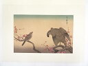 喜多川歌麿 紅梅に鷹 手摺浮世絵木版画