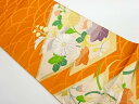 変わり菱に花々模様織出し袋帯【リサイクル】【中古】