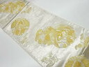 花鳥に蝶模様織出し袋帯【リサイクル】【中古】