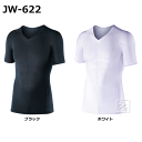 おたふく手袋 JW-622 BT冷感 パワーストレッチ 半袖 Vネックシャツ 両脇メッシュタイプ