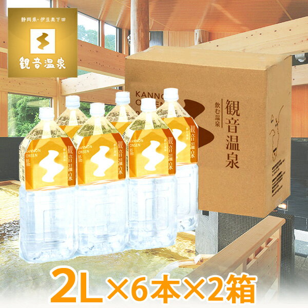 観音温泉水 ペットボトル 2L × 6本入り × 2箱=計12本 ミネラルウォーター 2リットル 飲む温泉水 飲泉 天然シリカ水 超軟水 保存水 強アルカリ天然水 国内天然水