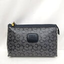 CELINE セリーヌ ポーチ クラッチバッグ 化粧ポーチ アクセサリーポーチ コスメ 小物入れ ブラック レディース 総柄 馬車柄 チャーム付き MADE IN ITALY 東大阪店 165157【USED】