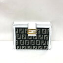 FENDI フェンディ 二つ折り財布 Wホック ズッキーノ 8M0160 ホワイト ブラック 総柄 キャンバス レザー ウォレット イタリア製 保存箱 保存袋 レディース T東大阪店 ITE3RZ1WOETM【中古】 RYB7078