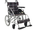 【送料無料】アルミ製標準車いす 介助用 KV16-40SB/ A22(黒チェック)[株式会社カワムラ