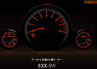 PIVOTピボットMINI(R56)用ブースト、水温の2連メーター52X-BW