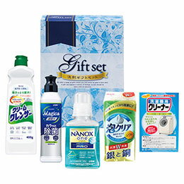☆プロ洗浄洗剤ギフト (ライオン<strong>ナノックスワンプロ</strong>・チャーミーマジカ・クリームクレンザー・泡クリアスポンジ・洗濯機用クリーナーM) 日本製 22538201