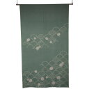 ●【送料無料】【代引不可】綿のれん 波 丈150cm M-107 グリーン 約巾85×丈150cm「他の商品と同梱不可/北海道、沖縄、離島別途送料」
