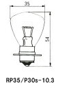 扶桑電機工業(フォーカス) 自動車・2輪車用電球 【業務用10個入り 【12V35W 【黄色 【ガラス球:RP35/口金:P30s-10.3 用途:主に前照灯 等 A4831Y