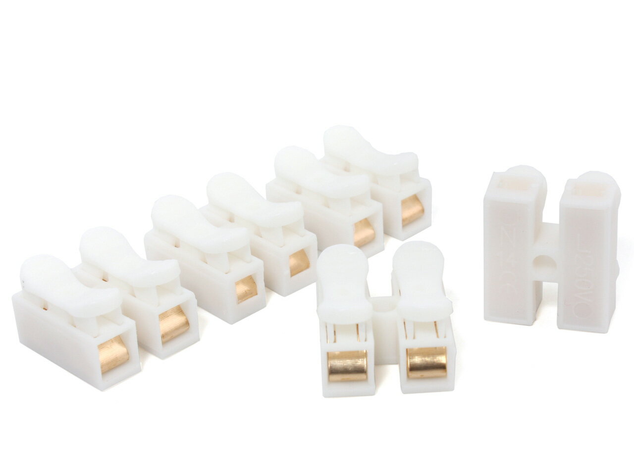 高導電タイプ 2P[2極] プッシュ式 ワンタッチ 中継コネクタ <strong>接続コネクタ</strong> 5個セット [銅素材端子]