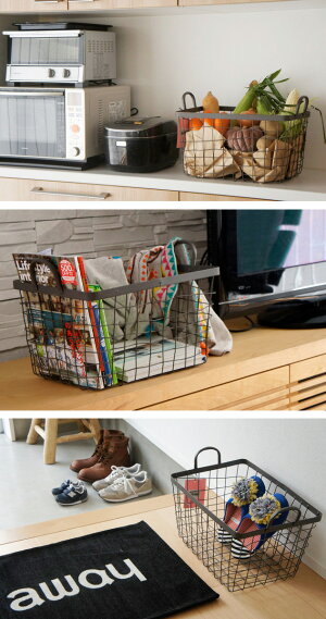 HANDLERECTANGLEBASKET/ハンドルレクタングルバスケットPUEBCO/プエブコスチール収納カゴかご籠【あす楽対応_東海】
