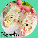 A074【送料無料】【【小鳥とリスのバードハウス ジュエリーボックス 】】小鳥とリスが可愛い巣箱の宝石箱(グリーン・ピンク)ジュエリーBOX栗鼠 りす小物入れ 小鳥 巣箱ピィアース(*^^)v