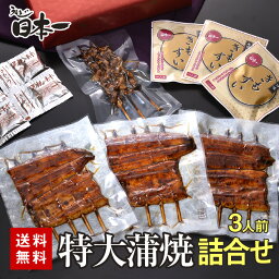 【送料無料】国産うなぎ特大蒲焼140g×3串 肝串・肝吸い付き 詰め合わせ/ タレ<strong>小袋</strong>付/お祝い お礼 内祝 お返し 手土産 ギフト お取り寄せ 鰻 ひつまぶし うな重 国産 贈答 贈り物 グルメ 母の日 [set04]