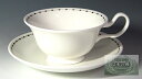 【送料無料】【シンプルなラインが魅力】ウェッジウッド(WEDGWOOD)パールストランド ティーカップ&ソーサー ピオニー