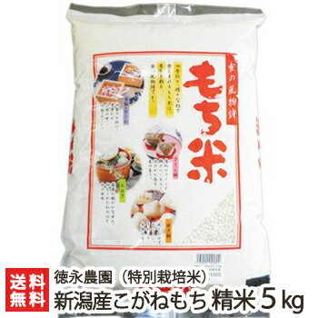 29年度産 新潟県産 こがねもち（特別栽培米）精米5kg 徳永農園 もち米【新潟産コガネモチ・お餅や赤飯に最適の餅米！】【父の日ギフト・贈り物・内祝いに！のし（熨斗）無料】【送料無料】