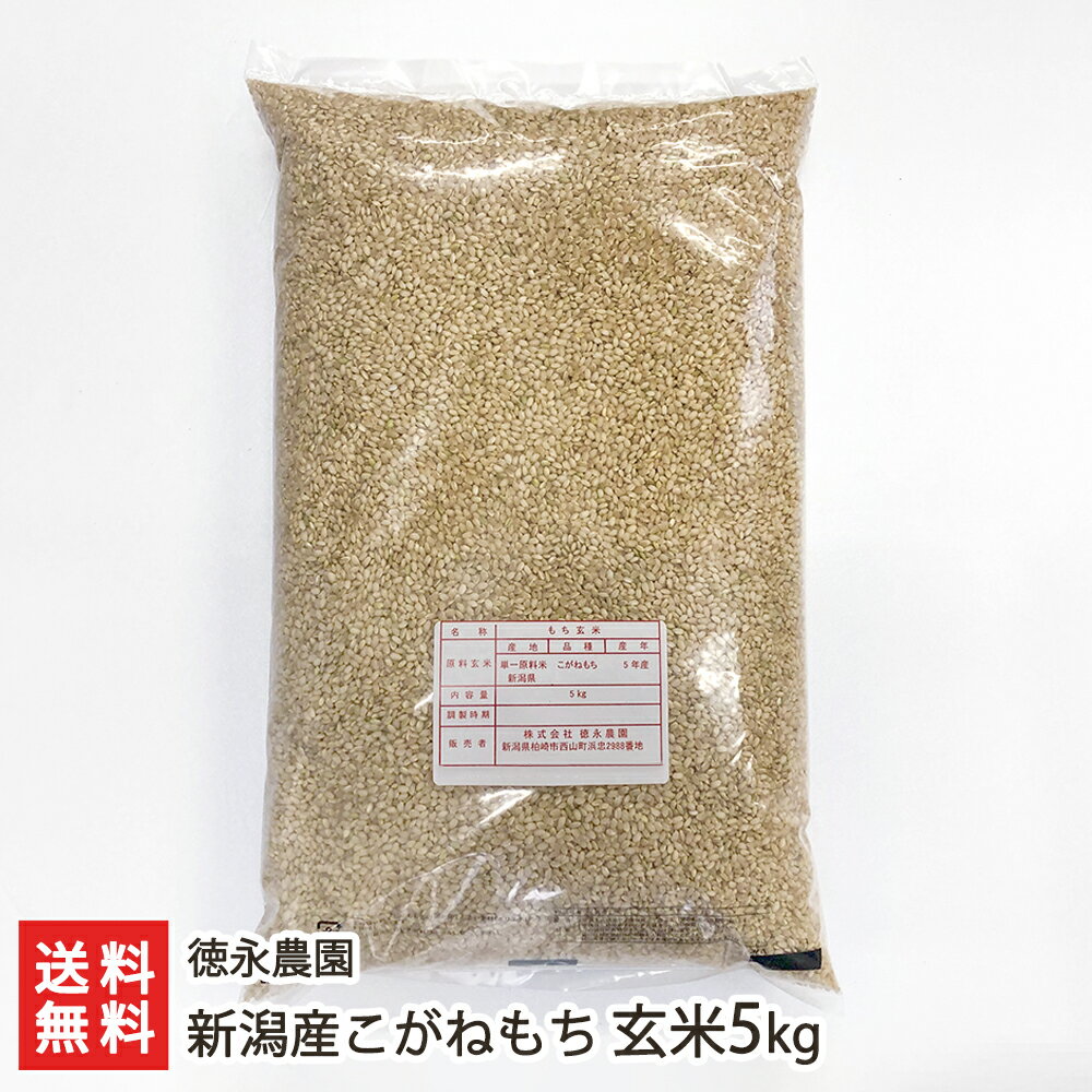 29年度産 新潟県産 こがねもち（特別栽培米）玄米5kg 徳永農園 もち米【新潟産コガネモチ・お餅や赤飯に最適の餅米！】【父の日ギフト・贈り物・内祝いに！のし（熨斗）無料】【送料無料】