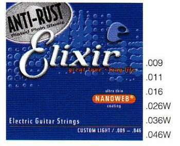 Elixir Electric Guitar Strings Nanoweb .009〜.046 12セット