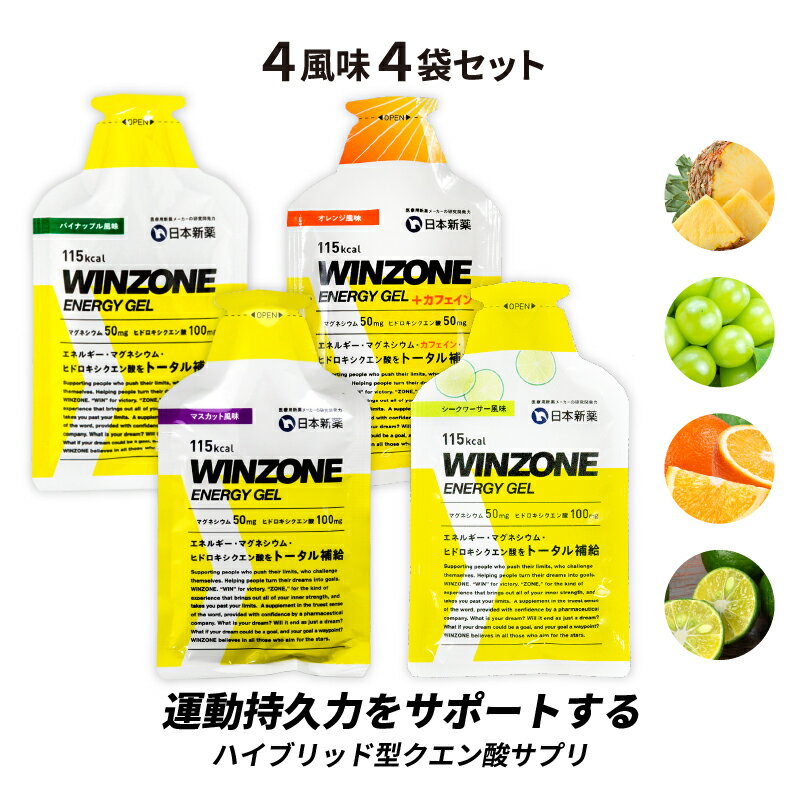 マラソン サプリ WINZONE ENERGY GEL ウィンゾーン <strong>エナジー</strong>ジェル 全味4袋セット 日本新薬 持久力 有酸素運動 長距離 トレーニング 試合前 補給食 行動食 エネルギー補給