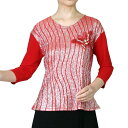 【送料無料】Tシャツ ダンスシャツ 7分袖 社交ダンス カラオケに 舞台 衣装 赤(レッド)