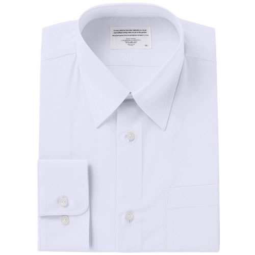 スクールシャツ 長袖 裾水平カット (オフホワイト)