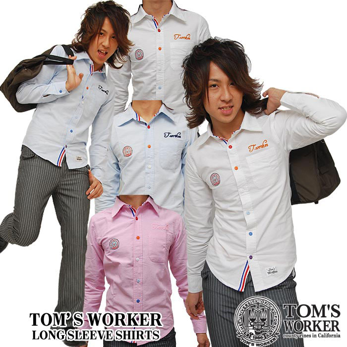 トムズワーカー 長袖シャツ カラーボタン TOM’S WORKER (ホワイト)