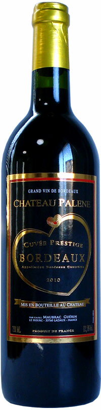 ＜バレンタインラッピング＜ココア＞＞シャトー・パレンヌ　Chateau Palene[2010]ハートラベル☆バレンタインギフトにおすすめ