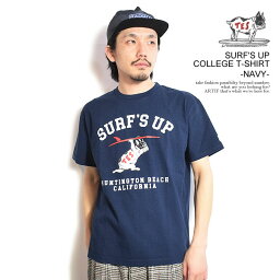 <strong>エンドレスサマー</strong> The Endless Summer SURF'S UP COLLEGE T-SHIRT -NAVY- fh-24574316n メンズ Tシャツ 半袖 <strong>TES</strong> USコットン 送料無料 ストリート