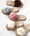サンダル レディース フェイクジュードポンポン 靴 アイボリー/グレー/ピンク/ブラウン 23.5~24.0/24.0~24.5cm ニッセン