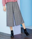 パンツ ワイド ガウチョ 大きいサイズ レディース チェック柄ガウチョ ゆったり ヒップ グレー系チェック/ブラウン系チェック ウエスト73~122cm ニッセン nissen