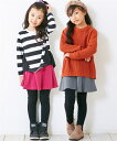 スカッツ キッズ ポケット付フレア 女の子 子供服 ジュニア服 ボトムス ストライプ柄 紺 ~杢チャコール 身長80~160cm ニッセン