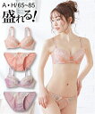 ブラジャー ショーツ セット レディース 水彩風 プリント ピーチ/ラベンダー E70_M~F85_LL ニッセン nissen