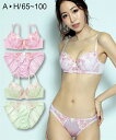 ブラジャー ショーツ セット 大きいサイズ レディース パステルカラー フラワー ミントグリーン/ラベンダー A85_LL~F80_L ニッセン
