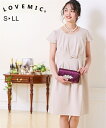 ワンピース マタニティ 大きいサイズ ママ 産前 産後 授乳服 LOVE MIC ジョーゼット 半袖 ベージュ/紺 LL ニッセン