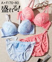 ブラジャー ショーツ セット レディース 切替 レース サックス/ピンク A70_M~D80_L ニッセン