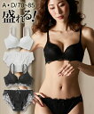 ブラジャー ショーツ セット レディース モノクローム レース ブラック/ホワイト A70_M~D85_LL ニッセン nissen
