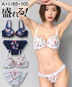 ブラジャー&ショーツセット フラワーシフォンプリントレース ブラジャー・ショーツセット ニッセン nissen